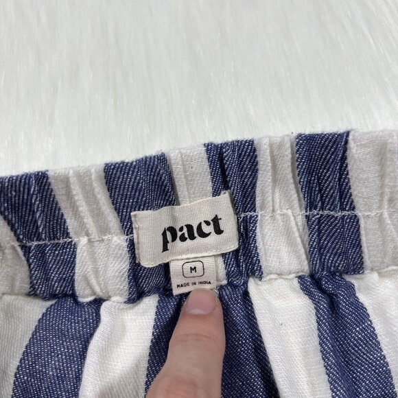 Pact Women's Size Medium Blue White‎ Stripe Organic Cotton Hemp Pull On Pants - Picture 6 of 10